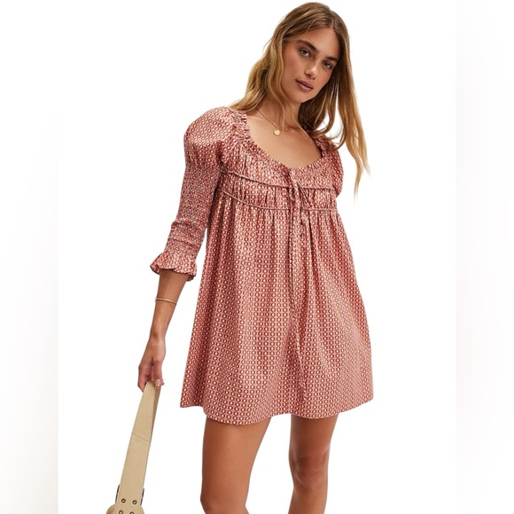 FREE PEOPLE STAR DIP MINI DRESS Prairie, Coastal, Western Loose Fit sz Med *NEW* - Picture 1 of 16